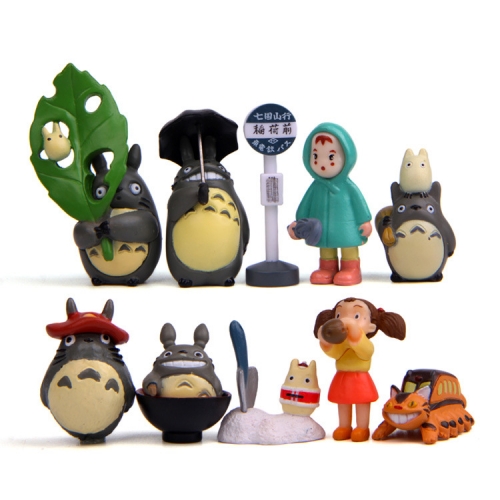 10Pcs Totoro Action Figures Totoro May Bus Cat PVC Mini Toys Artwares 0.7-2.4inch