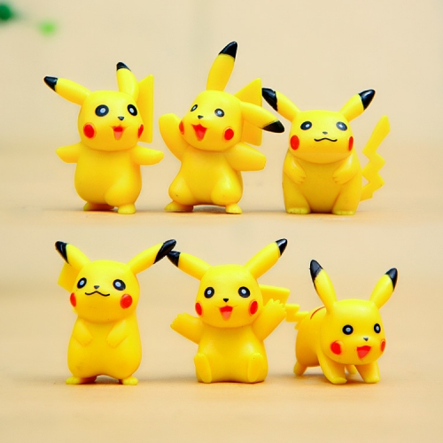 6Pcs Set Pokemon Pikachu Roles Action Figures PVC Toys 1.5Inch Tall 2nd Version