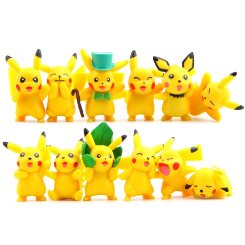 12Pcs Set Pokemon Pikachu Roles Action Figures PVC Toys 2-5cm/1-2Inch Tall