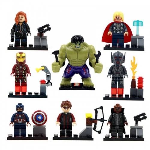8Pcs Set Super Heroes Hulk Iron Man Black Widow Compatible Minifigures Block Mini Figure Toys SY271
