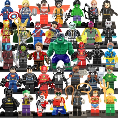 35Pcs Super Heroes Batman Spiderman Hulk Iron Man Captain America Compatible Building Blocks Mini Figure Toys