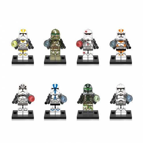 8Pcs Star Wars The Clone Troopers Comanders Compatible Building Blocks Mini Figure Toys X0162