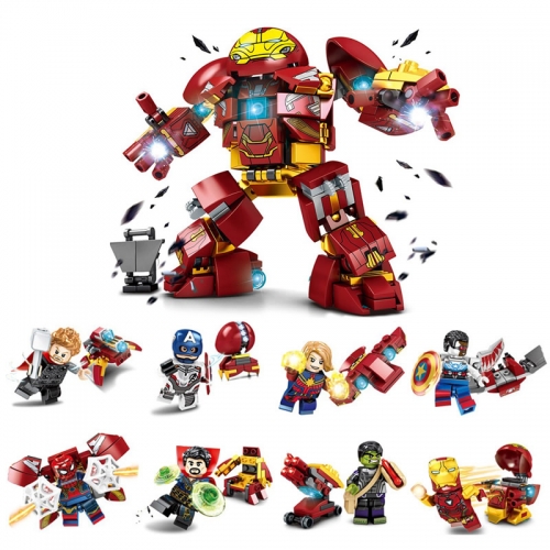 8-In-1 Super Heroes Iron Man Anti-Hulk Compatible Building Blocks Mini Figures Toys SY1432