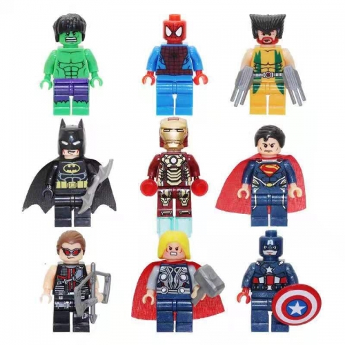 9Pcs Marvel's The Avengers Super Heroes Batman Iron Man Compatible Block Mini Figure Toys