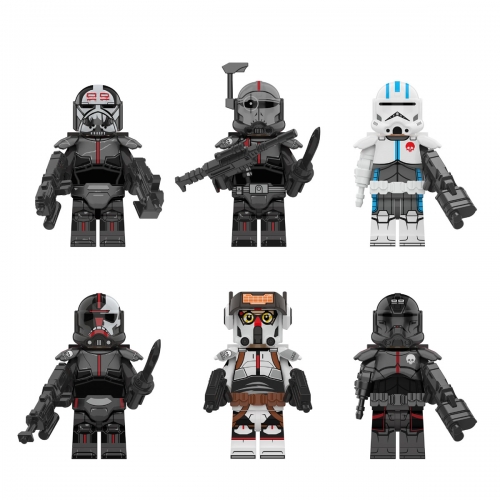 6Pcs Star Wars The Bad Batch Echo Wrecker Compatible Building Blocks Mini Figure Toys KT1047