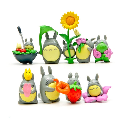 9Pcs Totoro Movie Action Figures Oh-Totoro PVC Mini Toys Artwares Cake Toppers Decorations 2.5-4cm/1-1.6inch Tall
