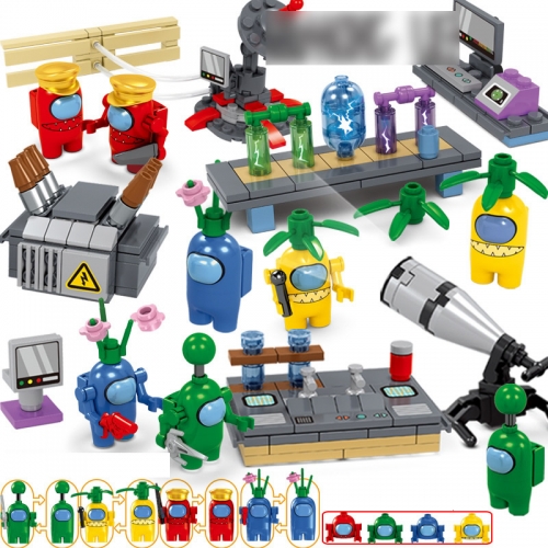 4-In-1 Scenes Among Us Building Kits Compatible Blocks Mini Figure Toys 344Pcs Set 82283