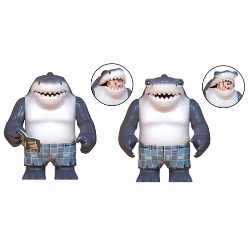2Pcs King Shark Minifigures Building Blocks Mini Figure Toys Big Size 7.5cm/3Inch WM2423/2424
