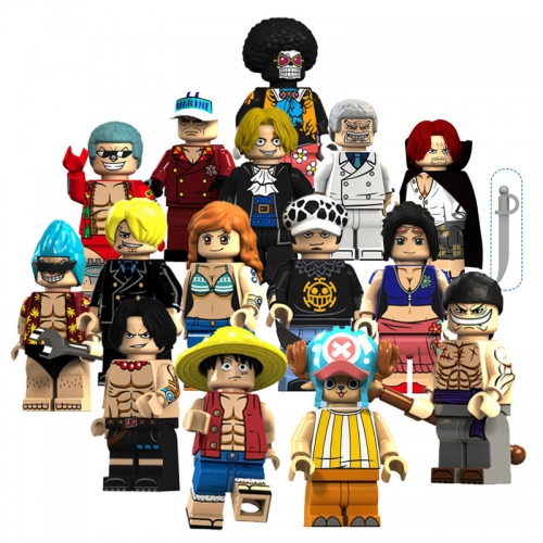 15Pcs Set One Piece Chopper Nami Brook Anime Minifigures Building Blocks Mini Figure Toys