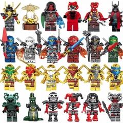 24Pcs Ninjago Minifigures with Weapons Sets Battle Building Blocks Mini Figures Deluxe Collectible Toys NO.11401