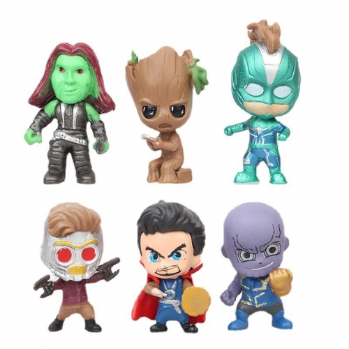 6Pcs Super Heroes PVC Action Figures Toys Mini Figurines Cake Toppers 4cm/1.6Inch Tall