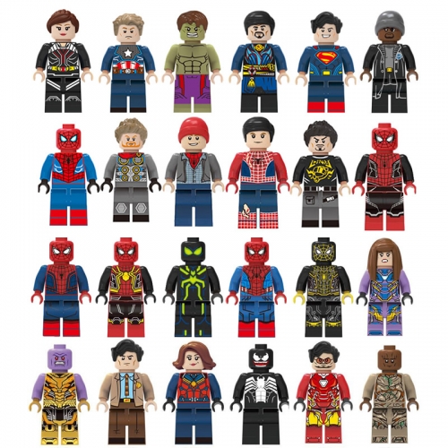 24Pcs Super Heroes Minifigures Collector Superman Spider-man Hulk Minifigs Block Mini Figure Toys