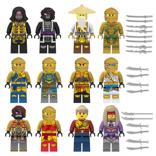 12Pcs Ninjago Minifigures MOC Building Blocks Mini Figure Toys with Weapons Set M8093