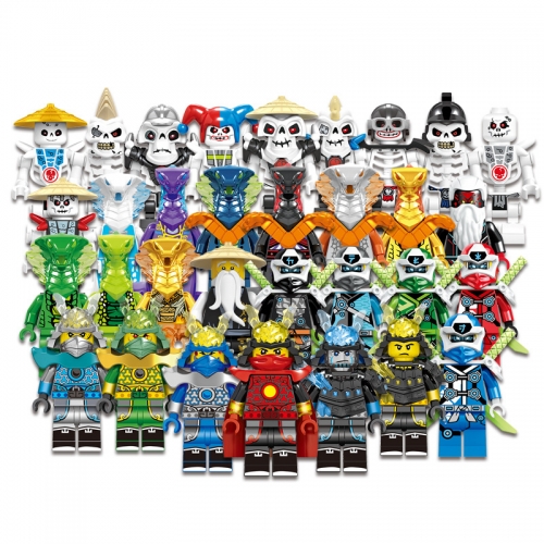 32Pcs Ninjago Minifigures Set Anime Mini Figures with Luxury Ninja Weapons Building Blocks Sets Kids Toys NO.61058