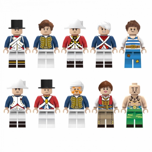 10Pcs Urban Professionals Minifigures Sailors Captain Building Blocks Mini figures Bricks Toys M8037