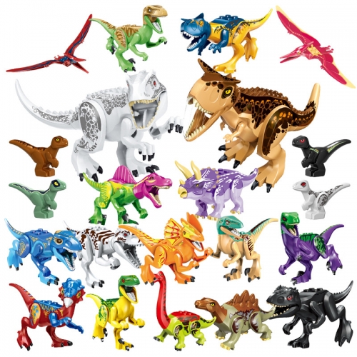 22Pcs MOC Dinosaurs Action Figures Jurassic World Dino Building Blocks Kids Toys T-Rex Carnotaurus Set B