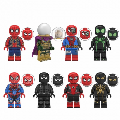 Super Heroes Spider Man Minifigures Building Block Mini Figure Toys 8Pcs Set KT1027