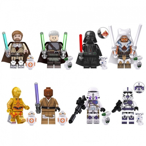 8-Pack Star Wars Minifigures Obi-Wan Darth Vader Building Blocks Mini Figure Toys TV6101