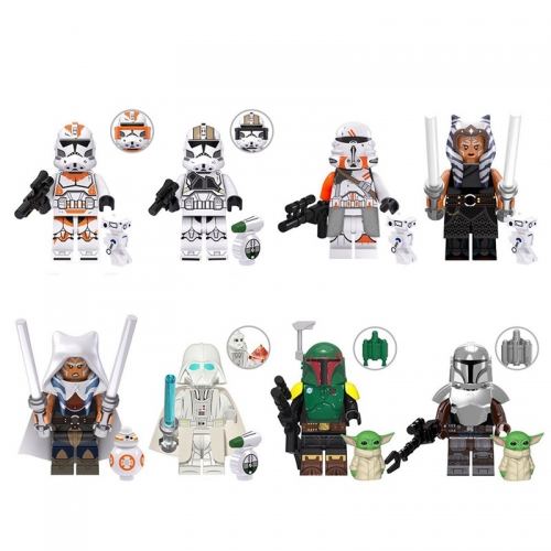 8-Pack Star Wars Minifigures Ahsoka Mandarlorian Building Blocks Mini Figures DIY Bricks Toys TV6102