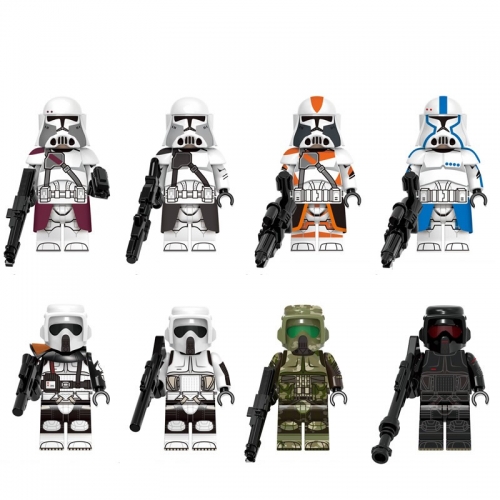8-Pack Star Wars Clone Scout Troopers Commander Building Blocks Mini Figures Plastic Bricks Toys G0125