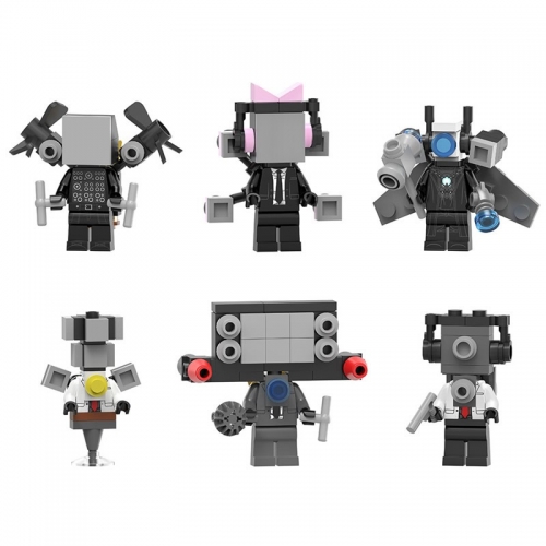 6-Pack Skibidi Toilet Building Blocks Mini Figures TV Man DIY Bricks Toys Set LG1010