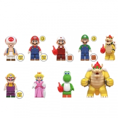 9-Pack Super Mario Luigi Yoshi Peach Koopa Building Blocks Mini Action Figures Bricks DIY Toys
