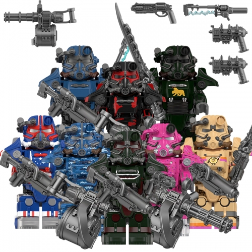 8-Pack Fallout Game T-45 Power Armor Mini Action Figures Building Blocks DIY Bricks Toys Kid Gift WM6209