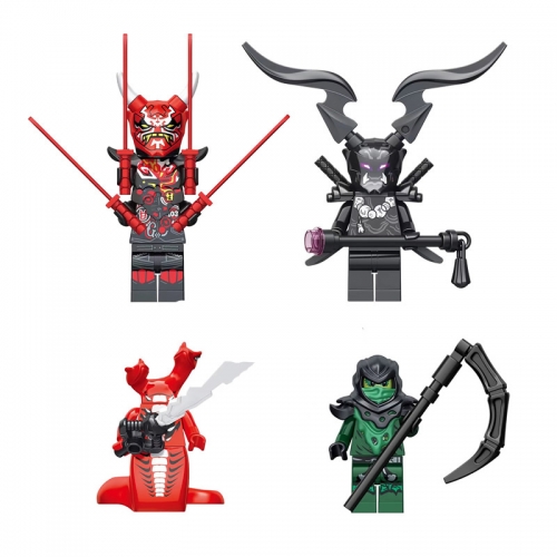 4Pcs Ninjago Lego Compatible Minifigures Red Snake Omega Morro Building Blocks Mini Figure Toys Set
