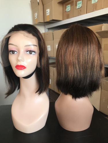 LSS Human Hair  Straight BOB  Color Wig