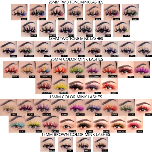 20 Pack Two Tone ,Colored & Mink Lashes Wholesale(FREE DHL shipping)