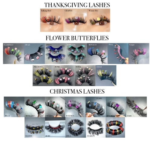 50 PACK Valentines/Flower/Butterfly/Christmas/Halloween Lashes WHOLESALE(FREE DHL shipping)