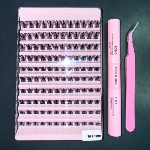 SW DIY Cluster Lashes 10 rows 120 clusters D Curl (Spike Lashes)