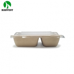 一次性纸浆餐盒轻食沙拉盒便当盒环保可降解分格外卖打包盒