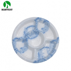 Plastic round box food tray packaging with compartments