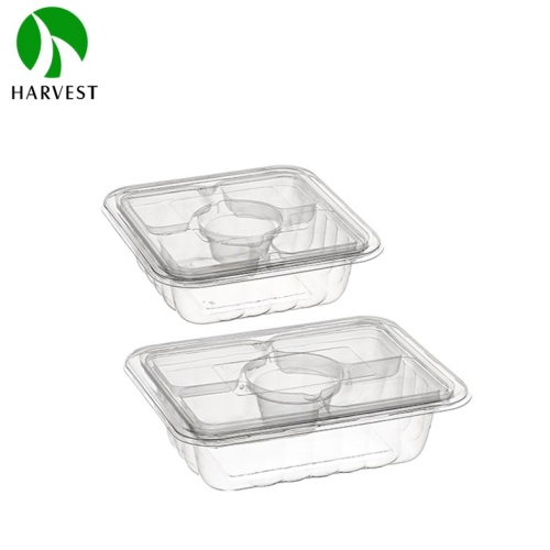 HS double -layer series PET recyclable plastic double -layer salad box