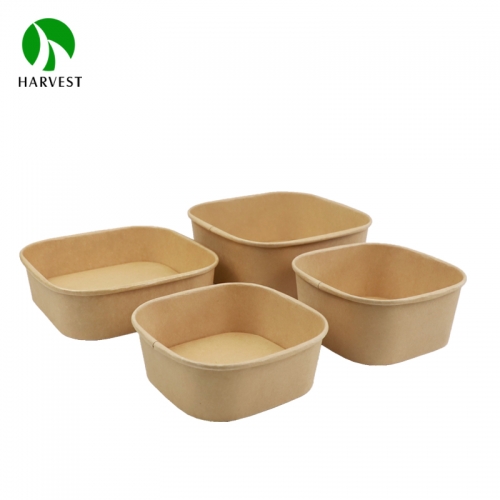 Square Kraft Paper Food Bowl with Lid - KS Square Series