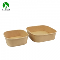 Square Kraft Paper Food Bowl with Lid - KS Square Series