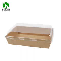 PR系列 长方牛皮纸食品纸盒带透明防雾盖