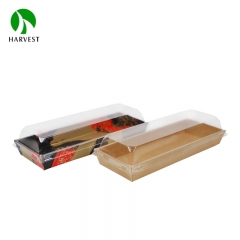 PR系列 长方牛皮纸寿司盒带透明防雾盖