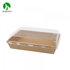 PR系列 长方牛皮纸食品纸盒带透明防雾盖
