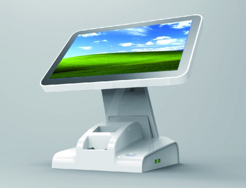 LENVII LV-K8S Сенсорный экран POS с 57-миллиметровым чековым принтером, 15,6-дюймовый широкий экран со светодиодным дисплеем, емкостное касание, белый