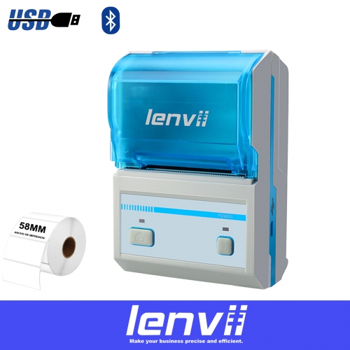 LENVII LV-278B 58MM Bluetooth Thermal Label Printer 2 Inch Barcode Printer Mini Receipt Printer 2 in 1 Printer Compatible with Android/iOS System