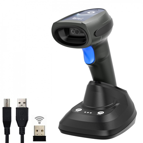 LENVII CW888 Cordless 2D Barcode Scanner Cordless Barcode Reader with Charging Base One-key Pair Code Offline Storage Automatic Scanning Continuous Scanning Fast Charging