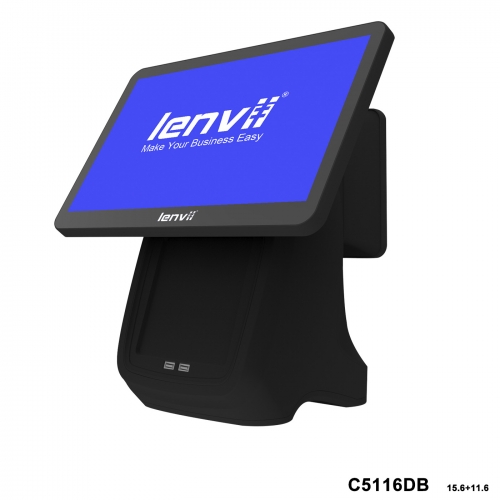LENVII C5116DB POS Terminal 15.6in+11.6in Widescreen Touch Monitor(I5+8GB+256GB SSD+WIFI/BLUETOOTH) black