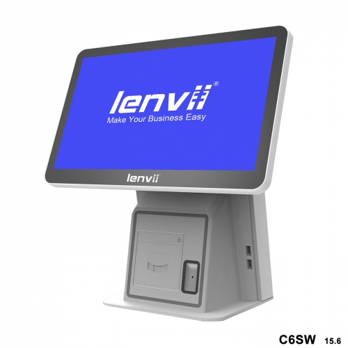 LENVII C6SW POS Terminal 15.6in+LED Display Widescreen Touch Monitor(I5+8GB+256GB SSD+WIFI/BLUETOOTH) white
