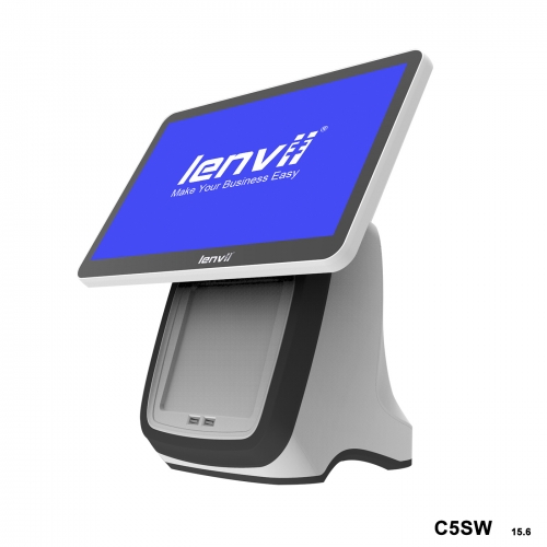 LENVII C5SW POS Terminal 15.6in+LED Display Widescreen Touch Monitor(I5+8GB+256GB SSD+WIFI/BLUETOOTH) white