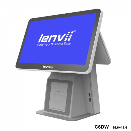LENVII C6DW POS Terminal 15.6in+11.6in Widescreen Touch Monitor ((I5+8GB+256GB SSD+WIFI/BLUETOOTH) white