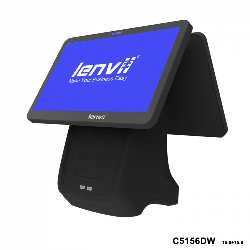 LENVII C5156DB POS Terminal 15.6in+15.6in Widescreen Touch Double Monitor(I5+8GB+256GB SSD+WIFI/BLUETOOTH) black