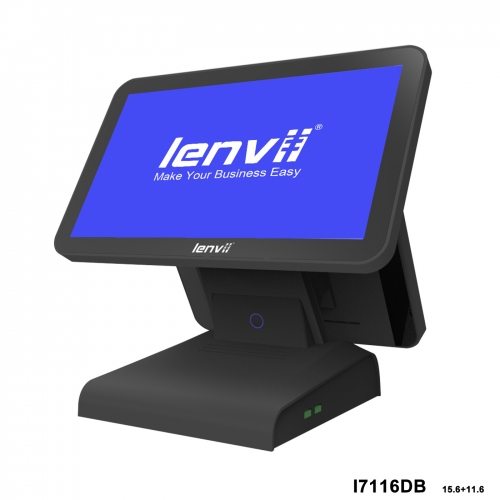 LENVII I7116DB POS Terminal 15.6in+11.6in Widescreen Touch Monitor((I5+8GB+256GB SSD+WIFI/BLUETOOTH) black