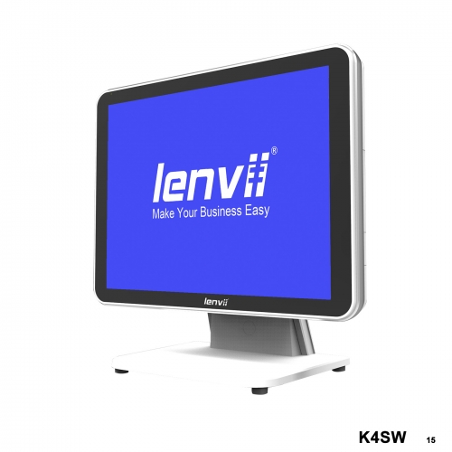 LENVII K4SW POS Terminal 15in Square Touch Monitor(I3+4GB+64GB SSD+WIFI/BLUETOOTH) white